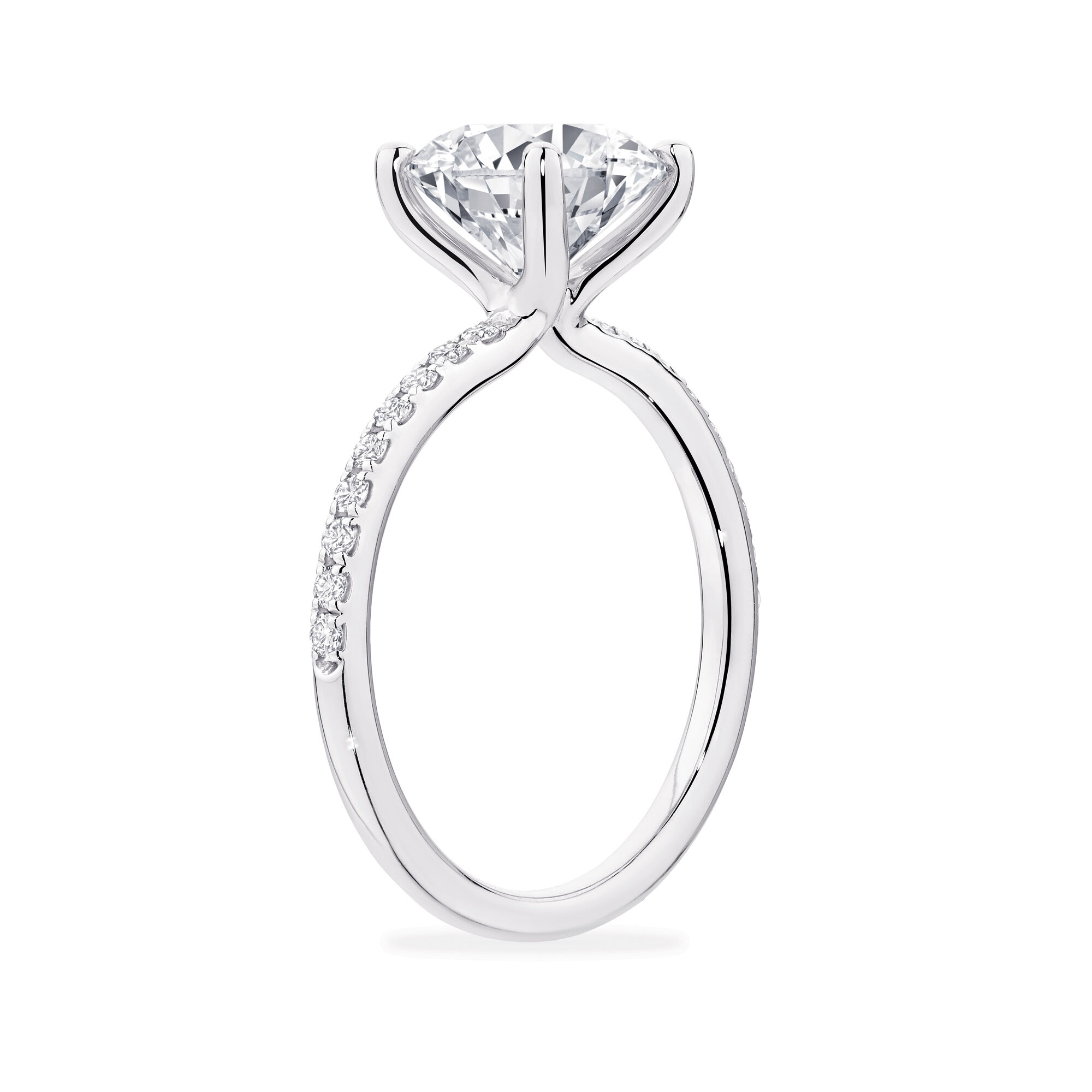 Diamond Solitaire Engagement Ring with Pavé Band | Birks